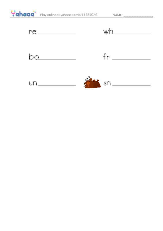 Write the word rows worksheet for 