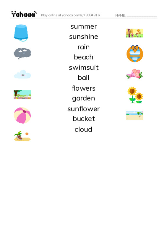 Match both sides worksheet for Summer
