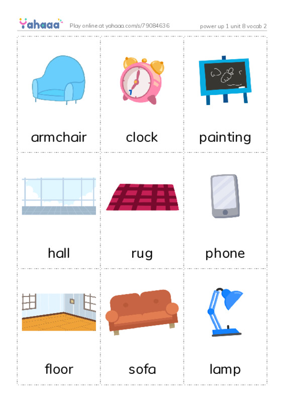 Picture flashcards worksheet for power up 1 unit 8 vocab 2