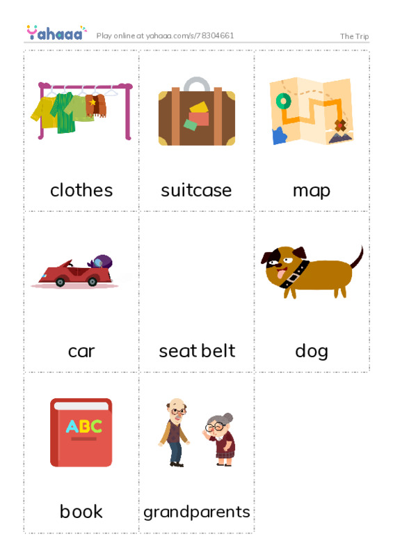 Picture flashcards worksheet for The Trip