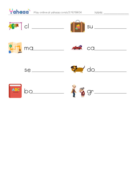 Write the word rows worksheet for The Trip