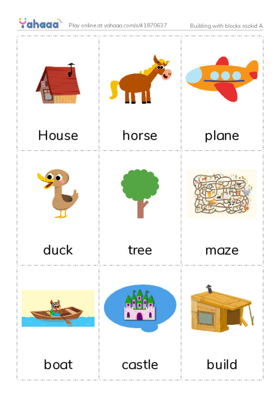 Picture flashcards worksheet for Building with blocks razkid A 