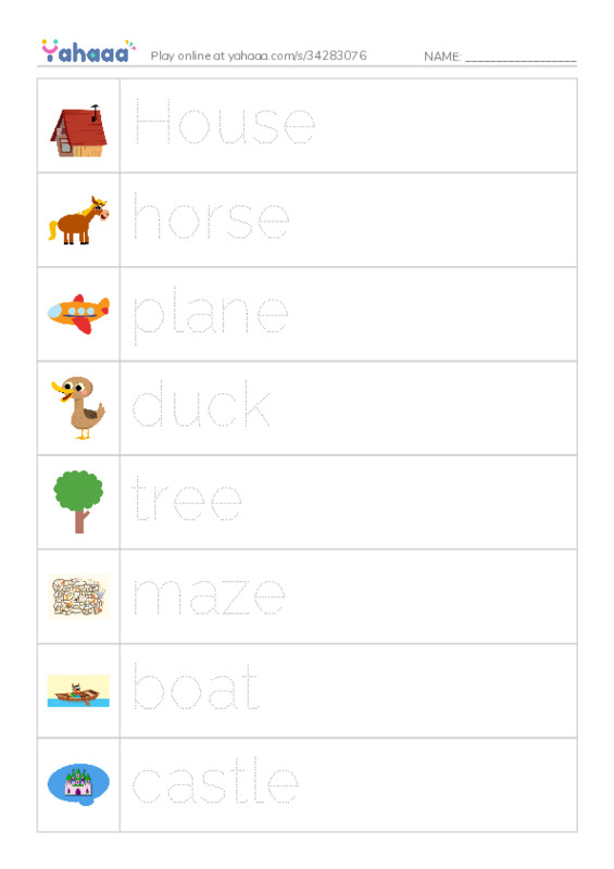 Picture and word rows worksheet for Building with blocks razkid A 