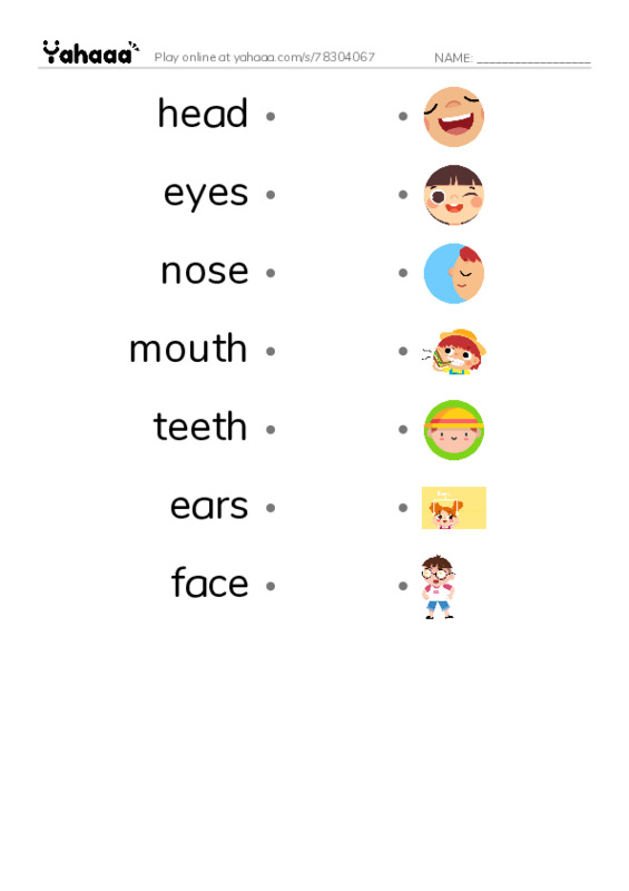 Draw a line to match worksheet for my face