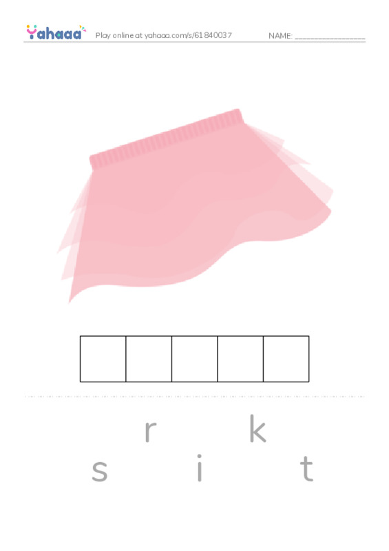 Letter scramble puzzle worksheet for my clothes