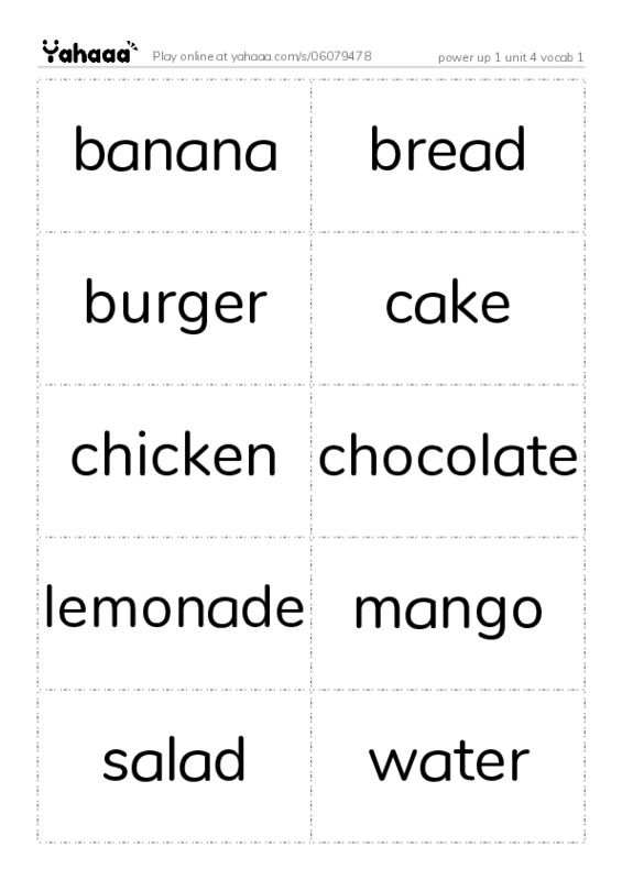 Word flashcards worksheet for power up 1 unit 4 vocab 1