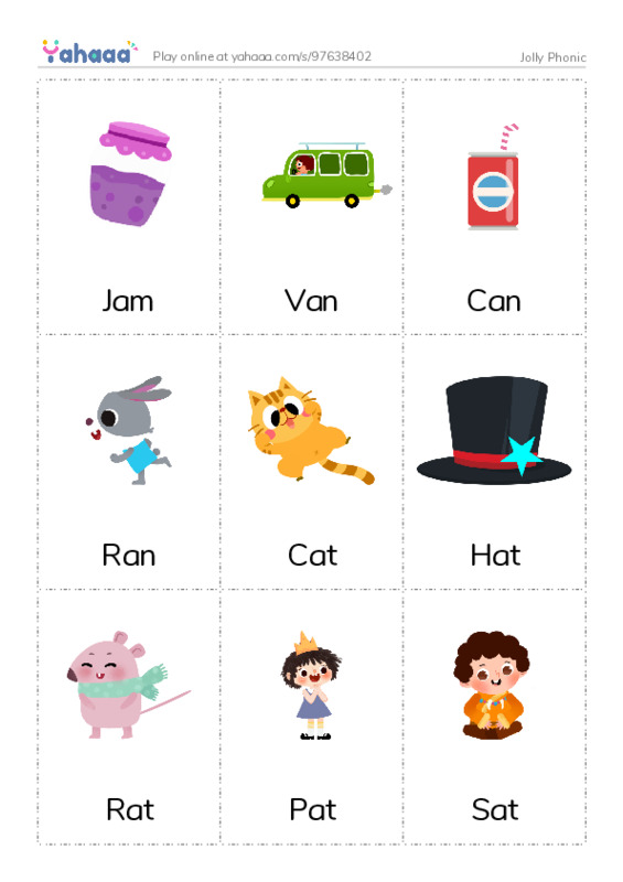 Picture flashcards worksheet for Jolly Phonic