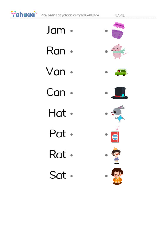 Draw a line to match worksheet for Jolly Phonic