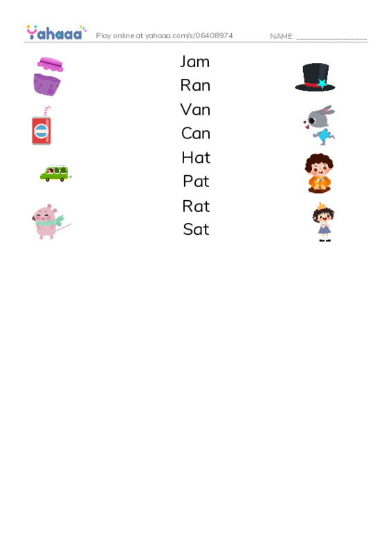Match both sides worksheet for Jolly Phonic