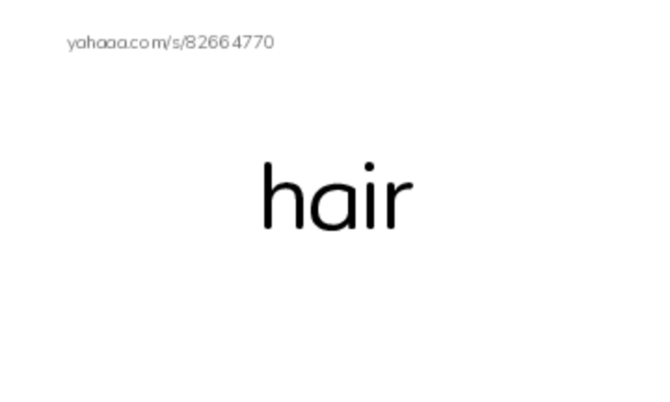 Index cards, words only worksheet for Hair