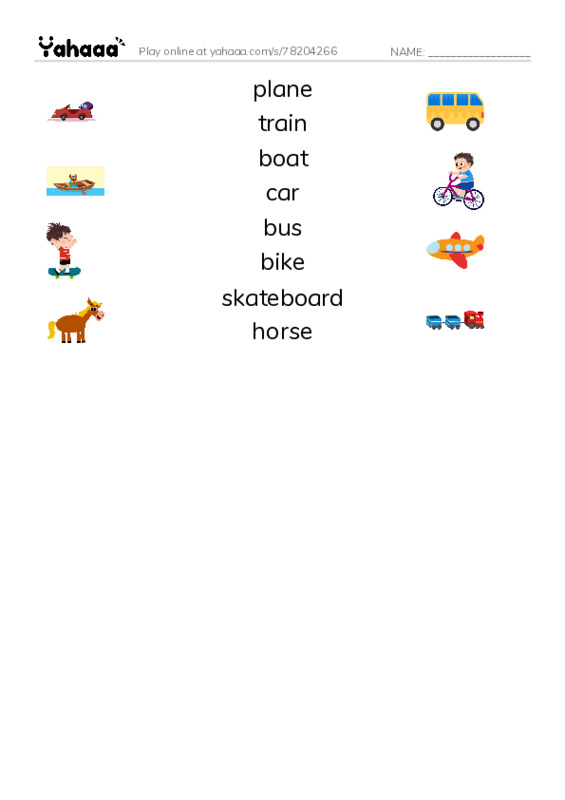 Match both sides worksheet for Going Places