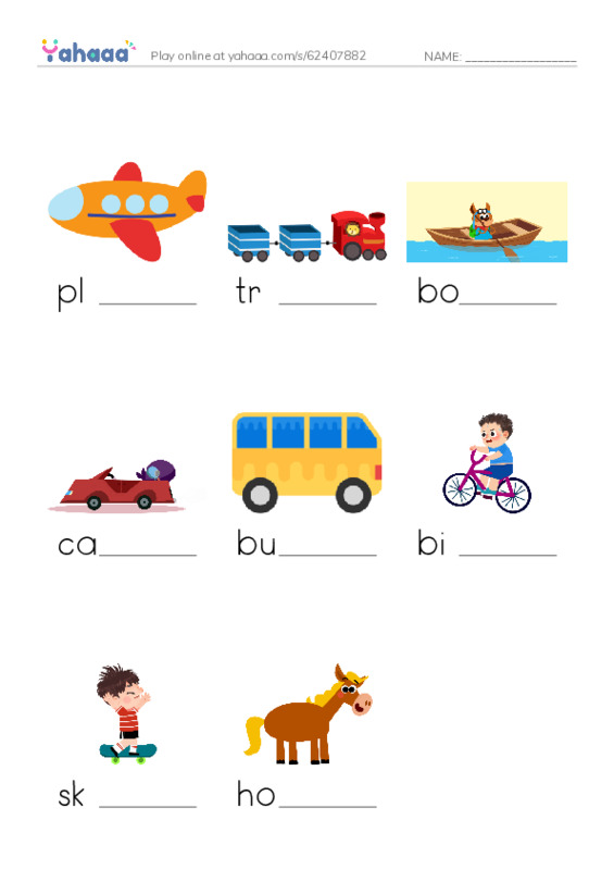 Finish the word worksheet for Going Places