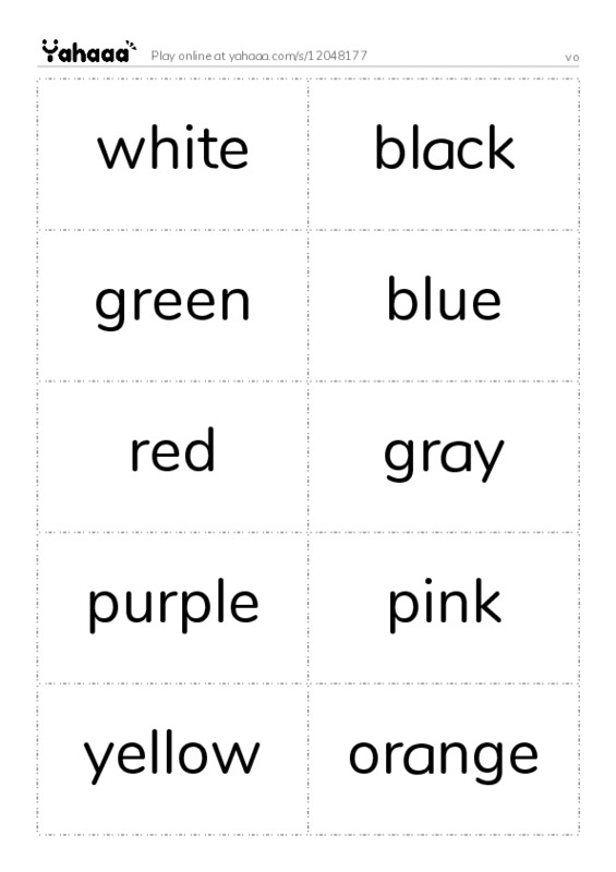 Word flashcards worksheet for vo