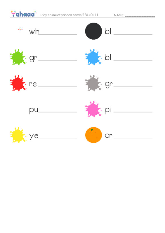 Write the word rows worksheet for vo