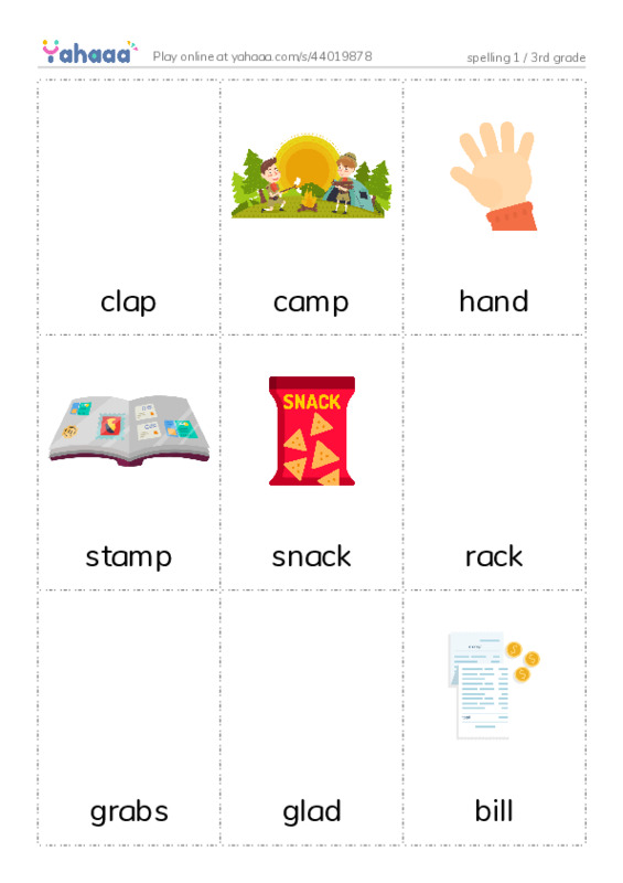 Picture flashcards worksheet for spelling 1 / 3rd grade