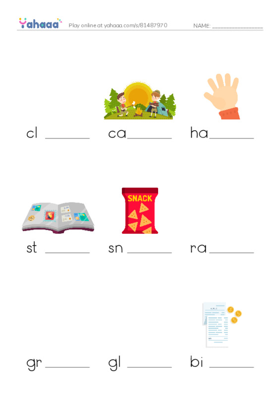 Finish the word worksheet for spelling 1 / 3rd grade