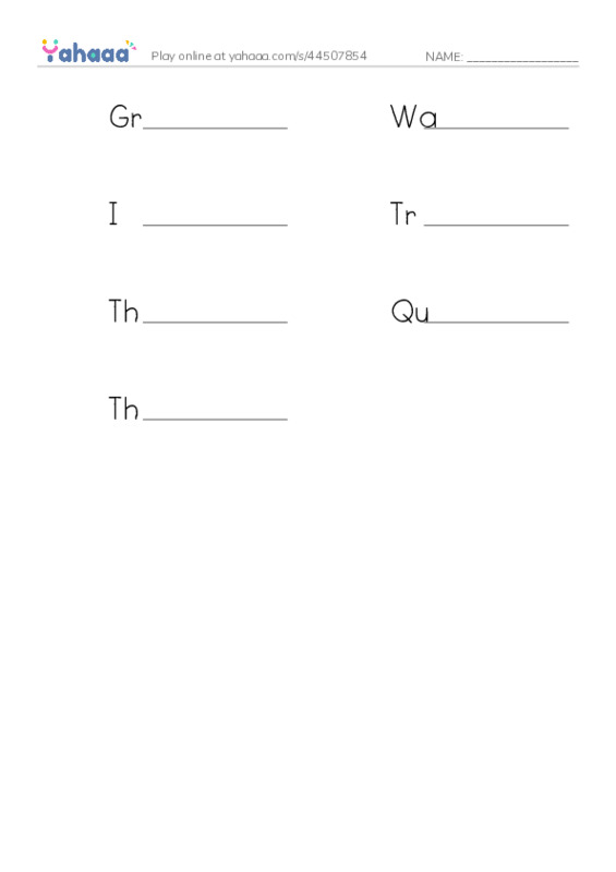 Write the word rows worksheet for Grandpa's Favorite Trail