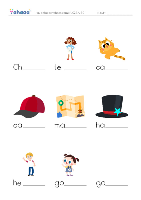 Finish the word worksheet for 2