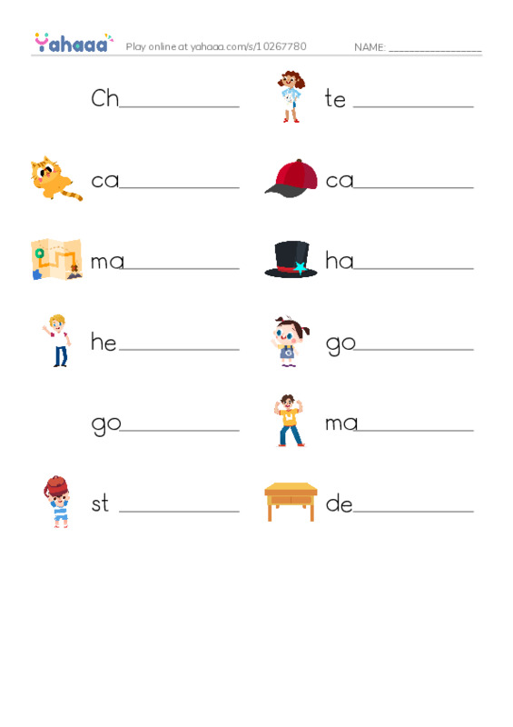 Write the word rows worksheet for 2