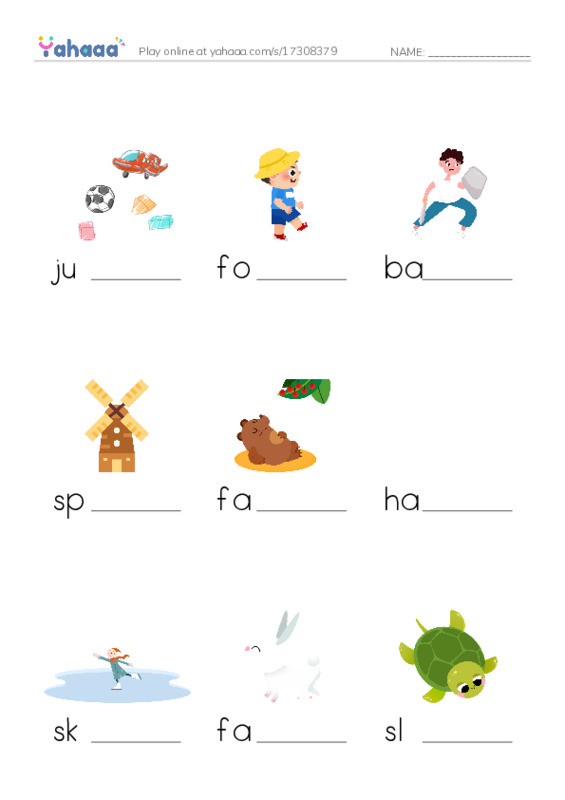 Finish the word worksheet for i can skate
