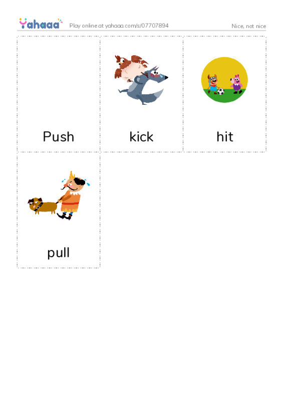 Picture flashcards worksheet for Nice, not nice