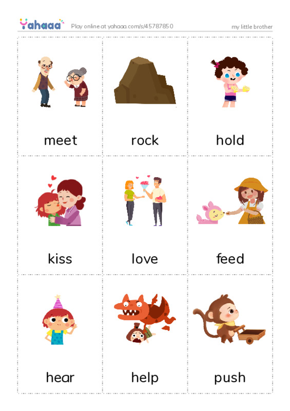 Picture flashcards worksheet for my little brother
