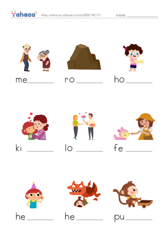 Finish the word worksheet for my little brother