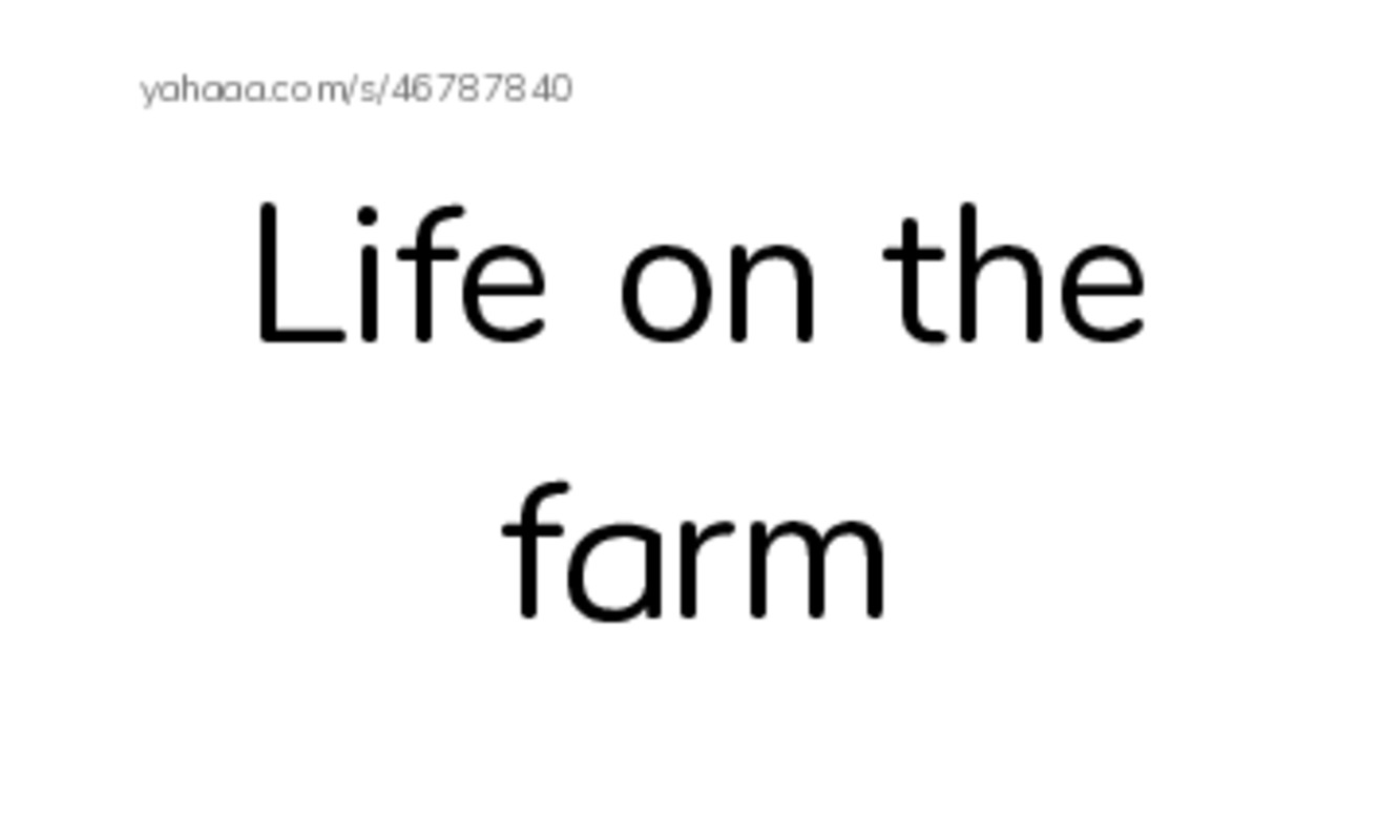 Index cards, words only worksheet for Life on the farm