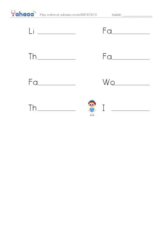 Write the word rows worksheet for Life on the farm
