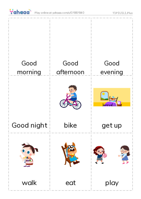 Picture flashcards worksheet for T1P1U1L1,Plus
