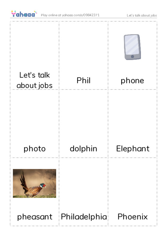 Picture flashcards worksheet for Let's talk about jobs