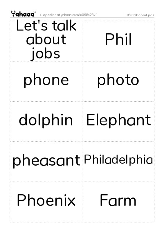 Word flashcards worksheet for Let's talk about jobs