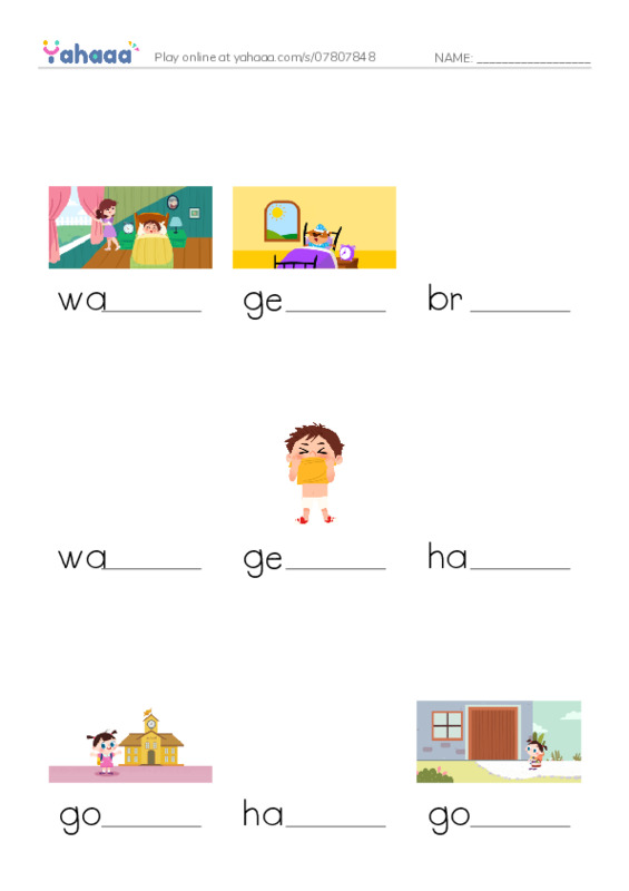 Finish the word worksheet for DAILY ROUTINES