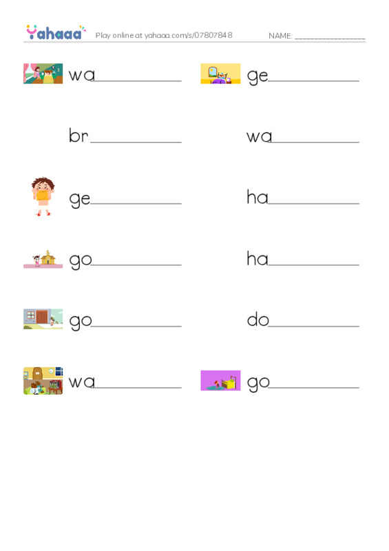 Write the word rows worksheet for DAILY ROUTINES