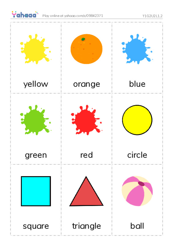 Picture flashcards worksheet for T1G2U2L1,2