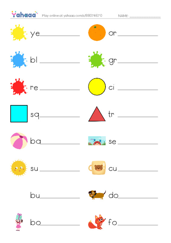 Write the word rows worksheet for T1G2U2L1,2