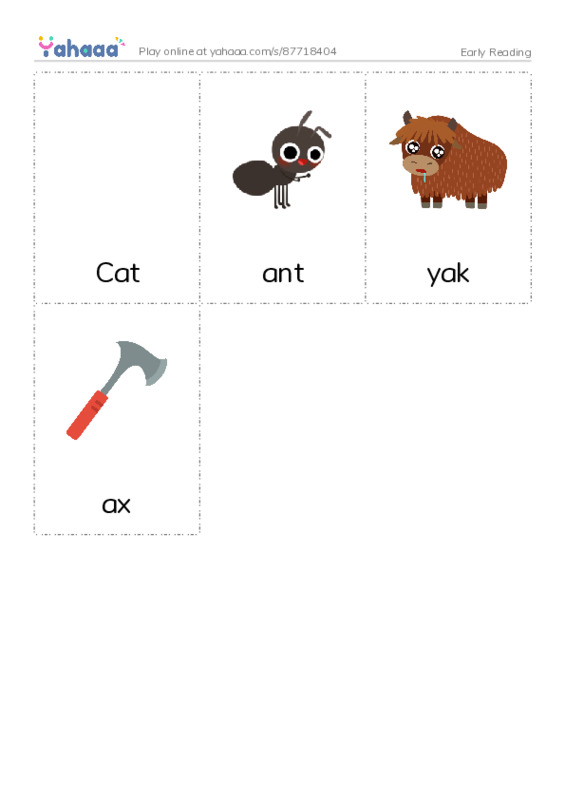 Picture flashcards worksheet for Early Reading