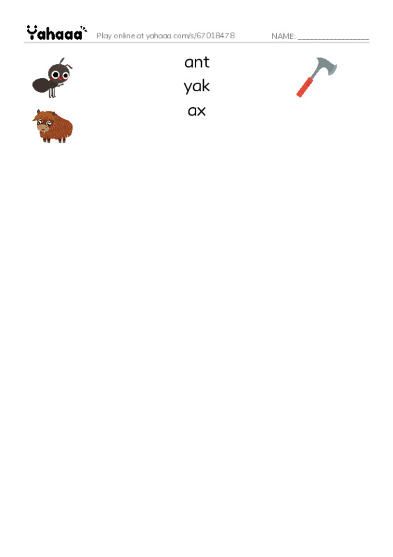 Match both sides worksheet for Early Reading