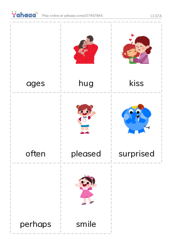 Picture flashcards worksheet for L1G7A