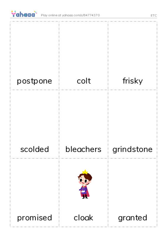 Picture flashcards worksheet for ETC