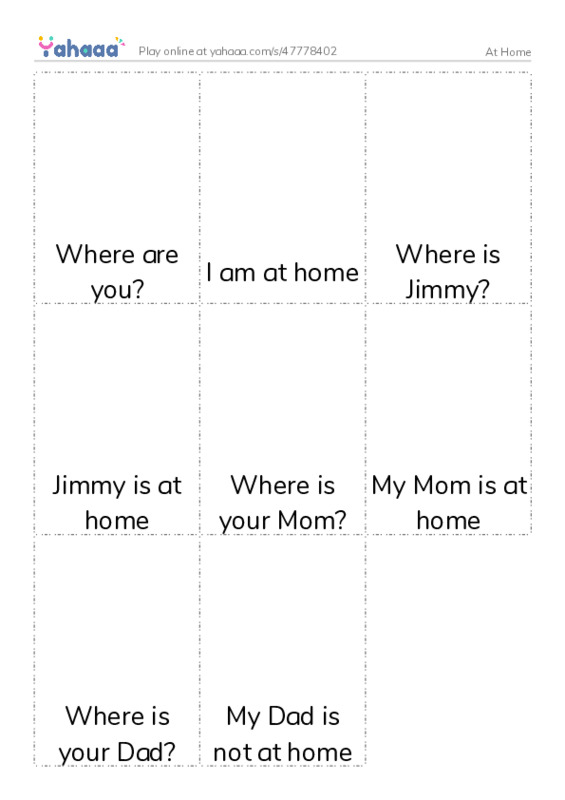 Picture flashcards worksheet for At Home