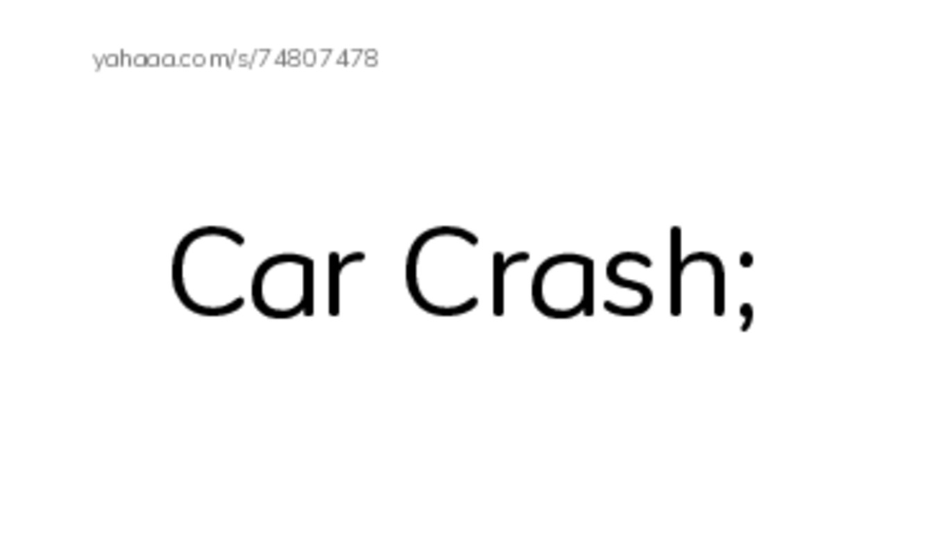 Index cards, words only worksheet for Car Crash