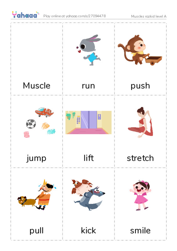 Picture flashcards worksheet for Muscles razkid level A