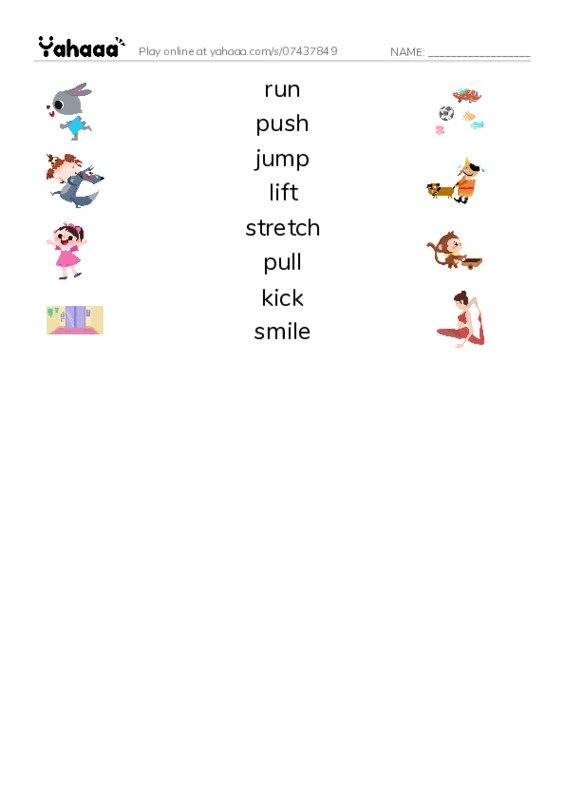 Match both sides worksheet for Muscles razkid level A