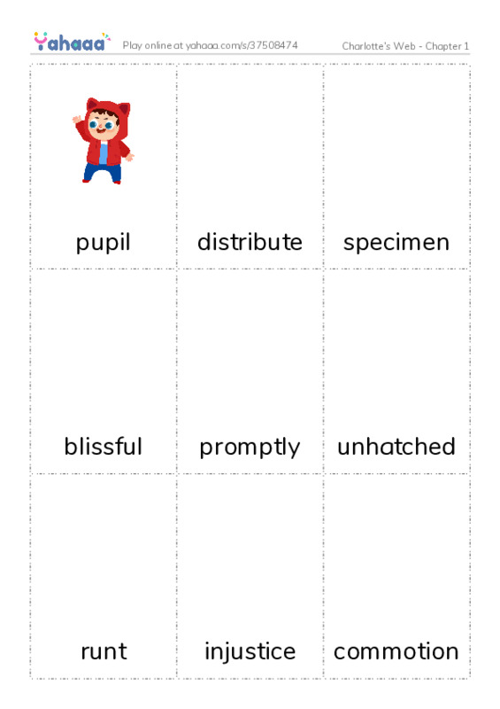 Picture flashcards worksheet for Charlotte’s Web - Chapter 1