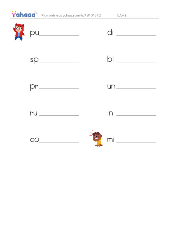 Write the word rows worksheet for Charlotte’s Web - Chapter 1