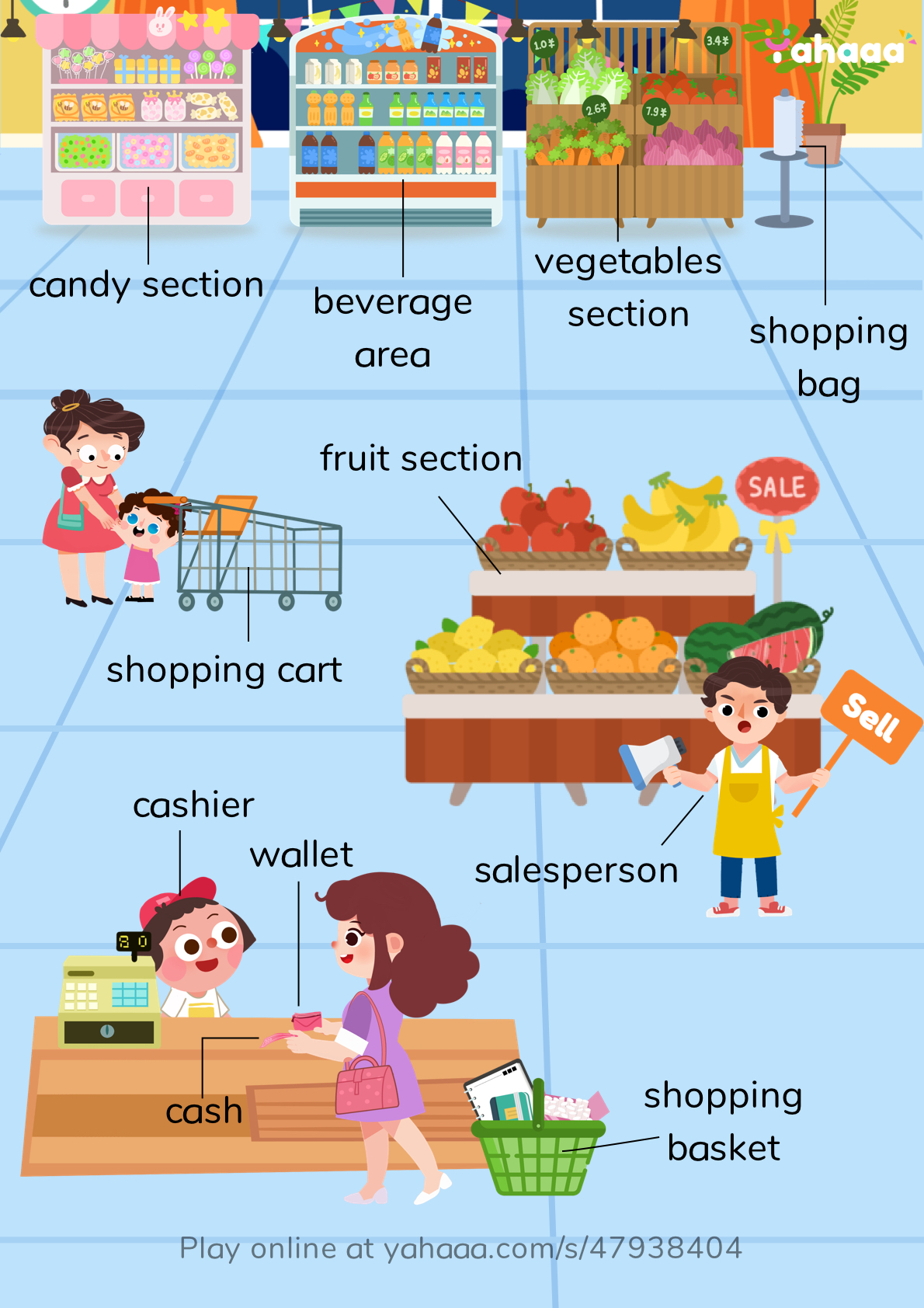 go to the supermarket worksheet preview